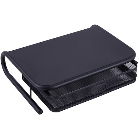 Lorell Mesh Wire Monitor Stand with Drawer, Black LLR84147